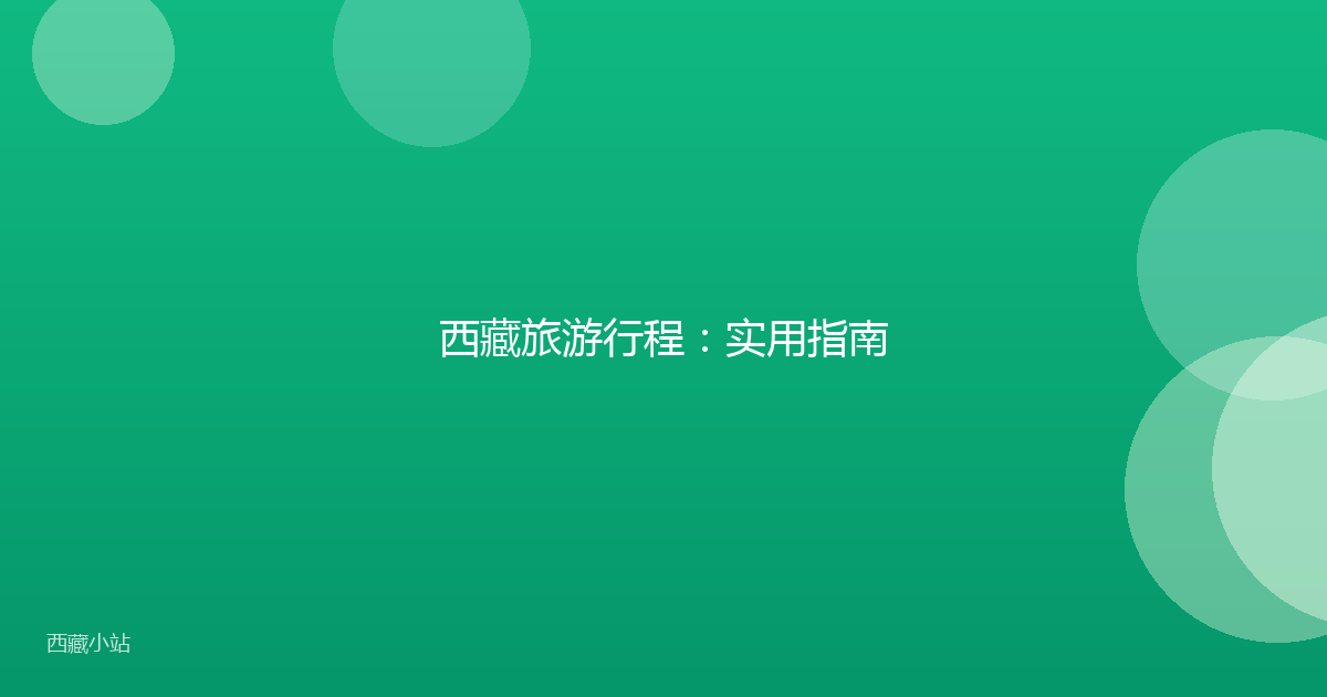 西藏旅游行程：实用指南