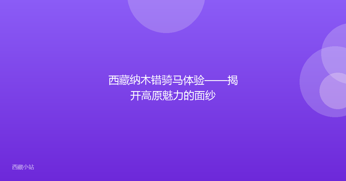 西藏纳木错骑马体验——揭开高原魅力的面纱