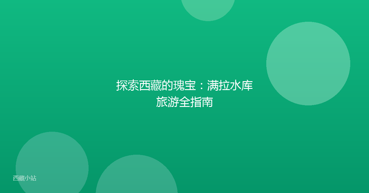 探索西藏的瑰宝:满拉水库旅游全指南