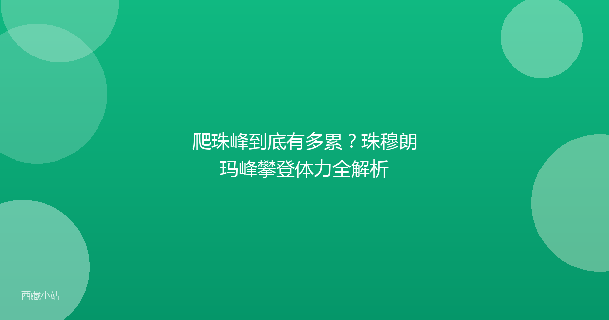 爬珠峰到底有多累?珠穆朗玛峰攀登体力全解析