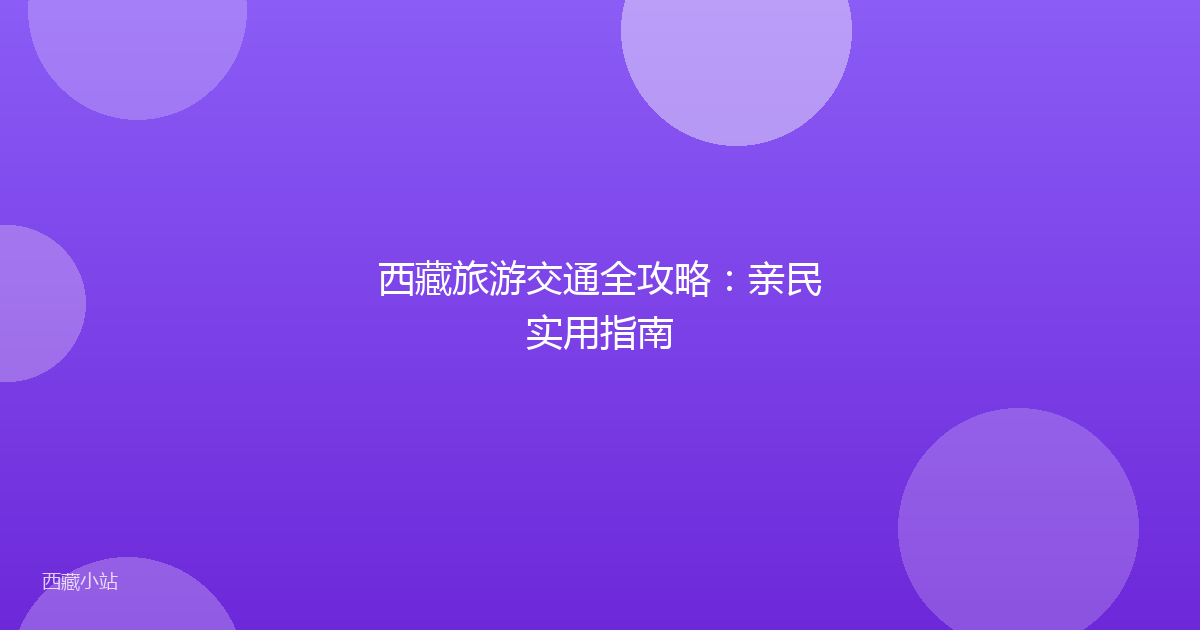 西藏旅游交通全攻略：亲民实用指南