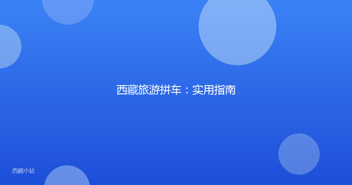西藏旅游拼车：实用指南