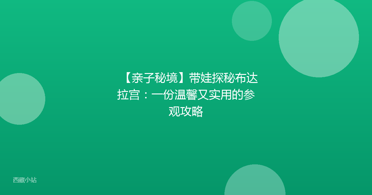 【亲子秘境】带娃探秘布达拉宫：一份温馨又实用的参观攻略
